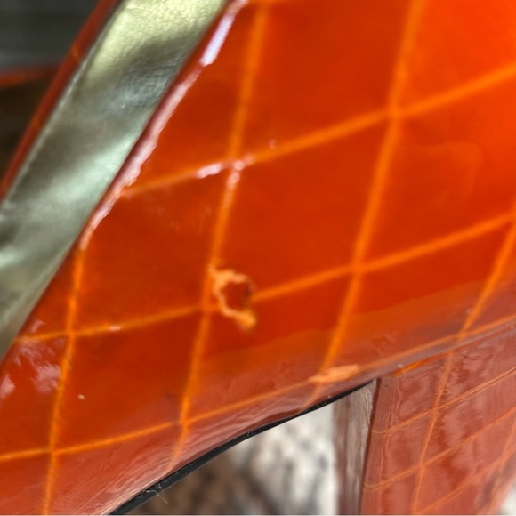 Enzo Angiolino’s ‘Eagemma’ Vibrant Orange Diamond Peep Toe Heels - Size 5 1/2 M - Picture 5 of 13